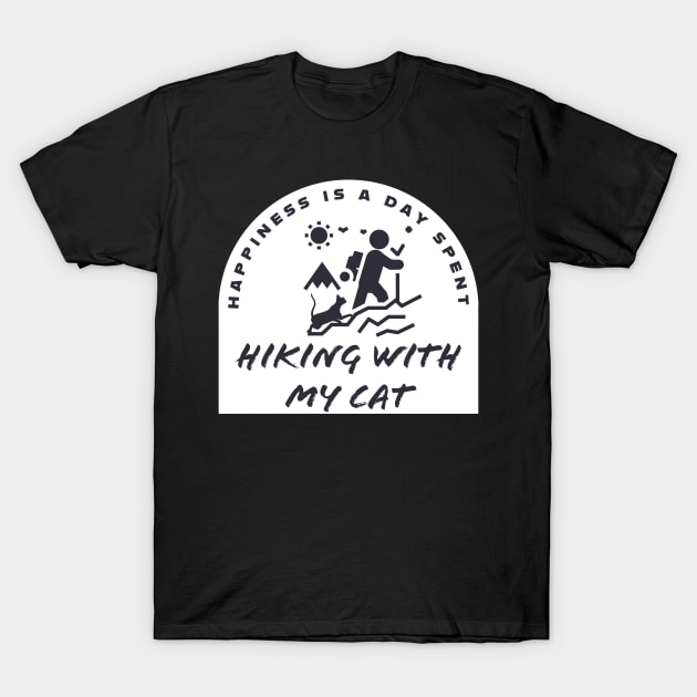 Happiness Is A Day Spent Hiking With My Cat T-Shirt by kooicat